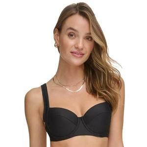 DKNY Women's Molded Underwire Black Bikini Top XL